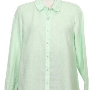 Eileen Fisher Classic Collar Linen Shirt S NWT